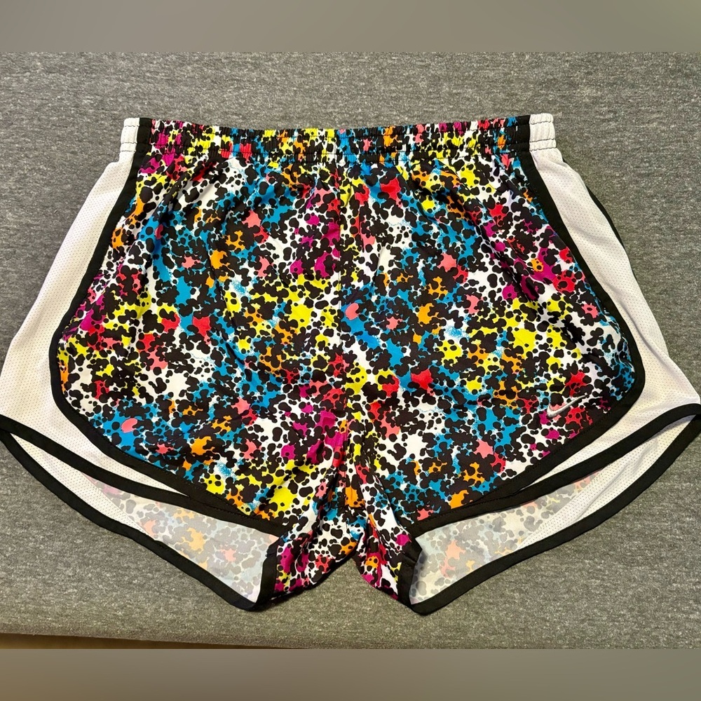 Nike Black and White Athletic Shorts with Curved Hems